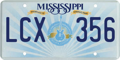 MS license plate LCX356