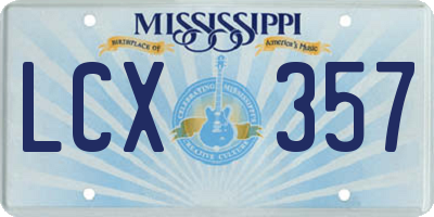 MS license plate LCX357