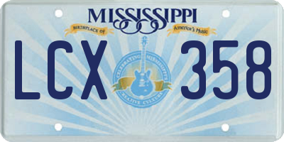 MS license plate LCX358