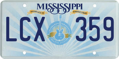 MS license plate LCX359