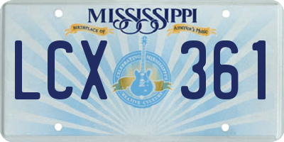 MS license plate LCX361