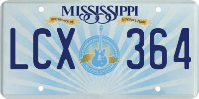 MS license plate LCX364