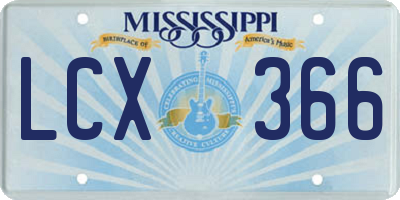 MS license plate LCX366