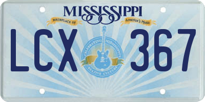 MS license plate LCX367