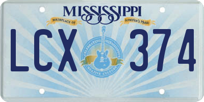 MS license plate LCX374