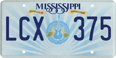 MS license plate LCX375