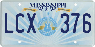 MS license plate LCX376