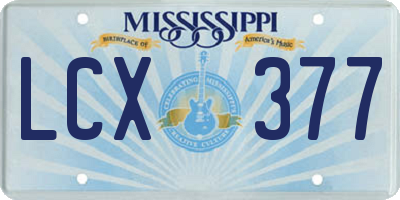 MS license plate LCX377