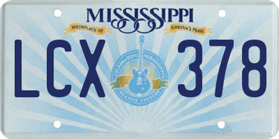MS license plate LCX378