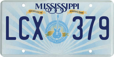 MS license plate LCX379