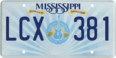MS license plate LCX381
