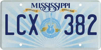 MS license plate LCX382