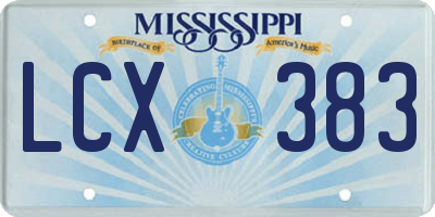 MS license plate LCX383