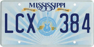 MS license plate LCX384