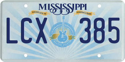 MS license plate LCX385