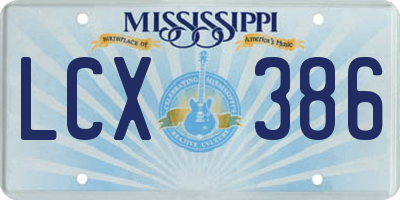MS license plate LCX386