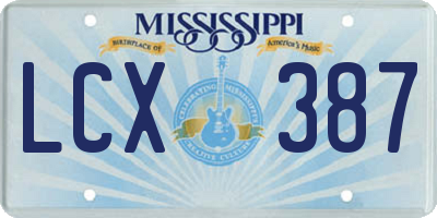 MS license plate LCX387