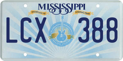 MS license plate LCX388