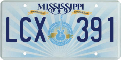 MS license plate LCX391