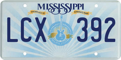 MS license plate LCX392