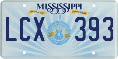 MS license plate LCX393