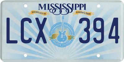 MS license plate LCX394
