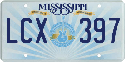 MS license plate LCX397
