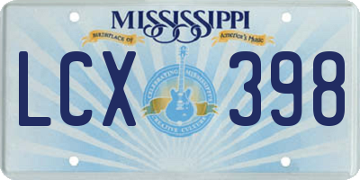 MS license plate LCX398