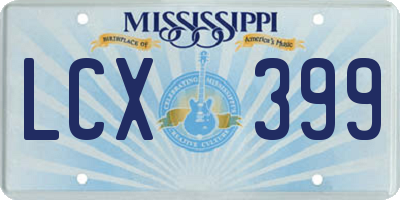 MS license plate LCX399