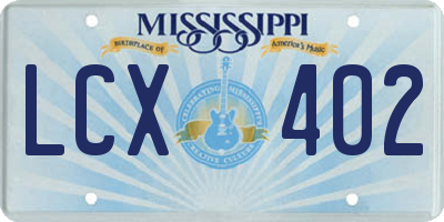 MS license plate LCX402