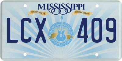 MS license plate LCX409