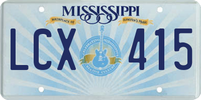 MS license plate LCX415
