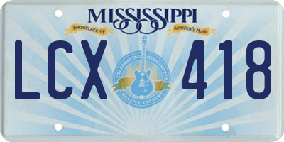 MS license plate LCX418