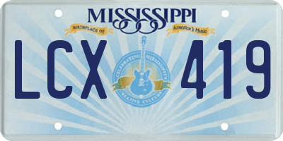 MS license plate LCX419