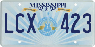 MS license plate LCX423