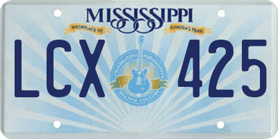 MS license plate LCX425
