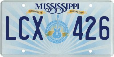 MS license plate LCX426