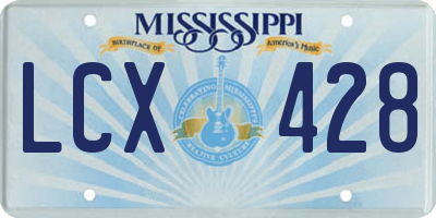 MS license plate LCX428