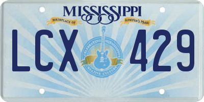 MS license plate LCX429