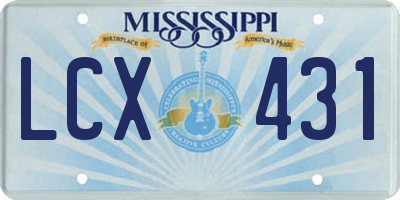 MS license plate LCX431