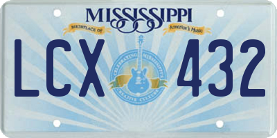 MS license plate LCX432