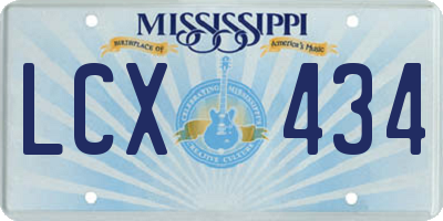 MS license plate LCX434