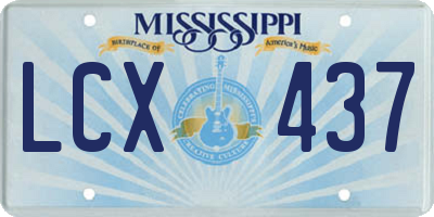 MS license plate LCX437