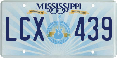 MS license plate LCX439