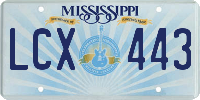 MS license plate LCX443