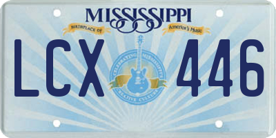 MS license plate LCX446