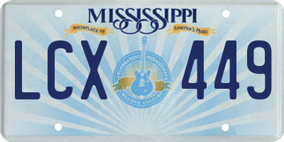 MS license plate LCX449