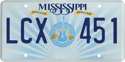 MS license plate LCX451