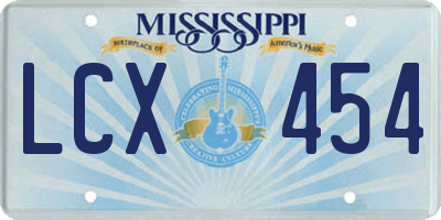 MS license plate LCX454