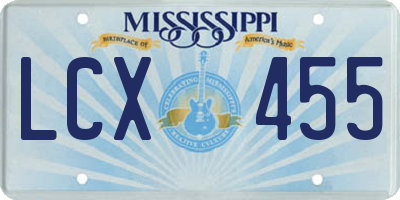 MS license plate LCX455